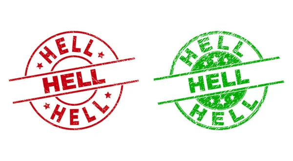 HELL Round Stamp Seals Using Scratched Surface — Stock Vector