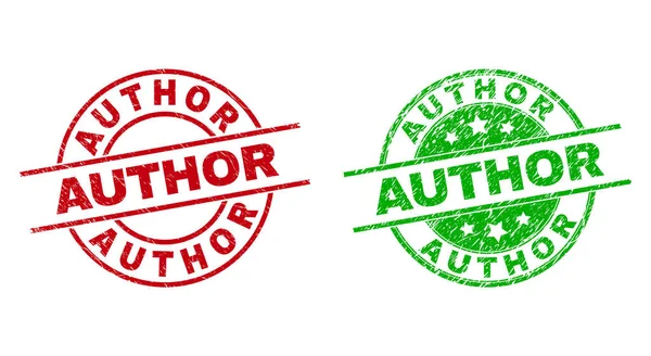 AUTHOR Round Badges with Unclean Texture — Stock Vector