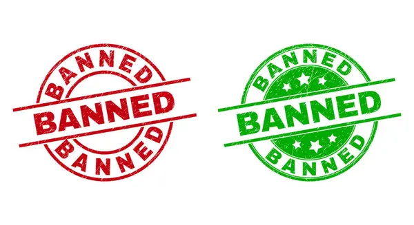 BANNED Round Stamp Seals with Distress Style — Stock Vector