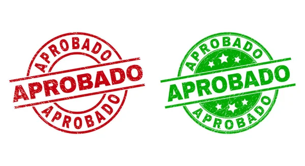 Insignias redondas de APROBADO usando textura gruesa — Vector de stock