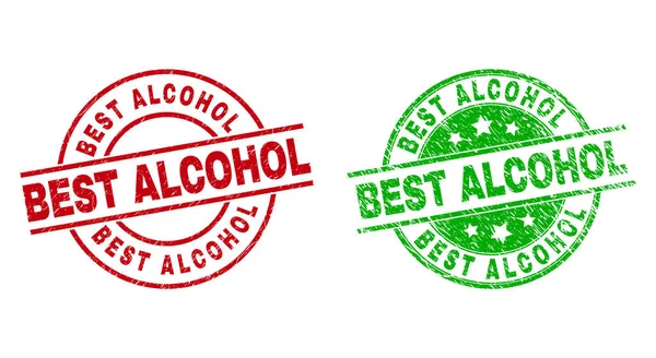 BEST ALCOHOL Round Seals with Grunged Style — Stockový vektor