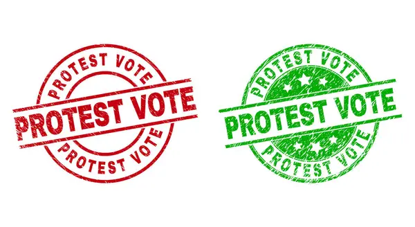 PROTEST VOTE kerek pecsét segítségével kaparós stílus — Stock Vector