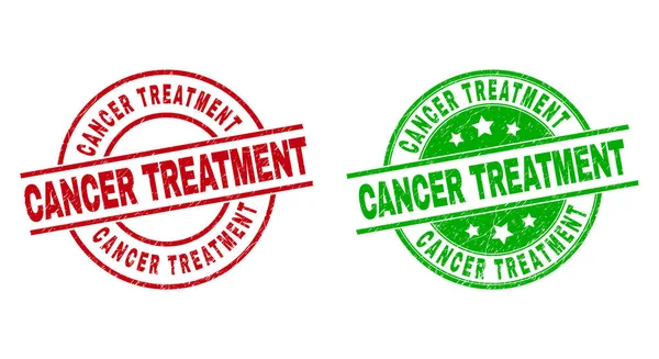 CANCER TREATMENT Round Seals menggunakan Tekstur Grunge - Stok Vektor