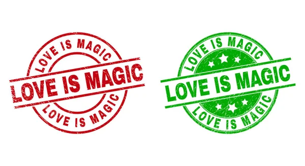 LOVE IS MAGIC filigranes ronds utilisant une texture corrodée — Image vectorielle