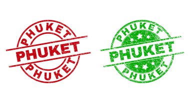 Grunged Stili Kullanarak PHUKET Yuvarlak Mühürleri