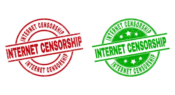 INTERNET CENSORSHIP Runde Abzeichen mit korrodiertem Stil — Stockvektor