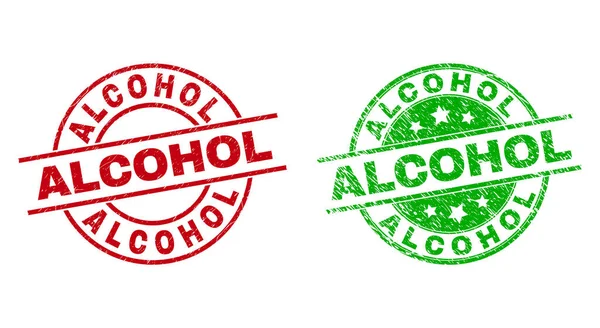 Σφραγίδες στρογγυλές ALCOHOL με τραχιά επιφάνεια — Διανυσματικό Αρχείο