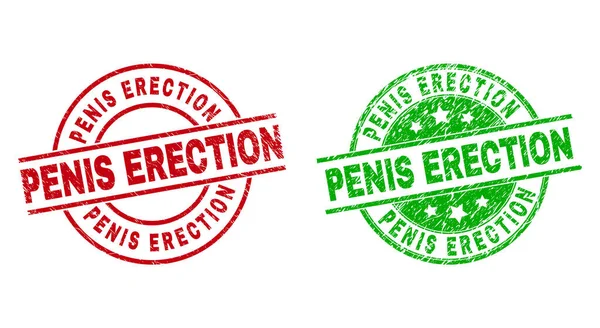 PENIS ERECTION Round Badges Using Corroded Texture — 图库矢量图片