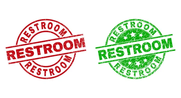 RESTROOM Round Badges with Grunge Style — ストックベクタ