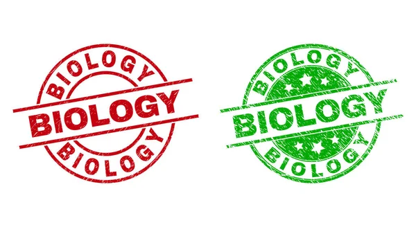 Lencana Putaran BIOLOGY dengan Gaya Tak Bersih - Stok Vektor