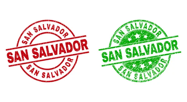 SAN SALVADOR ronde badges met onrein oppervlak — Stockvector