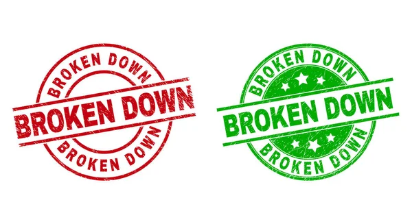 BROKEN DOWN Round Seals with Distress Surface — Stock Vector