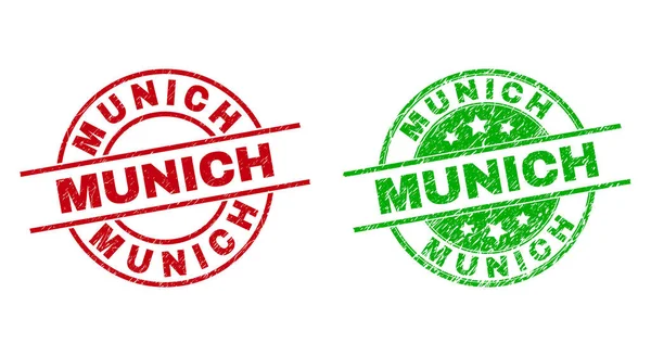 MUNICH Runda stämplar med grungad yta — Stock vektor