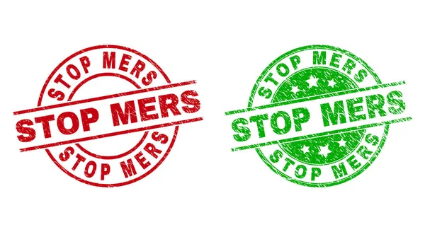 STOP MERS marcas de agua redondas usando textura rayada — Vector de stock