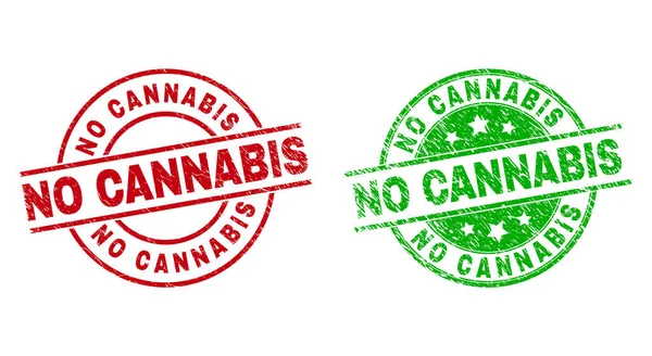 NO CANNABIS Round Badges with Unclean Surface — ストックベクタ