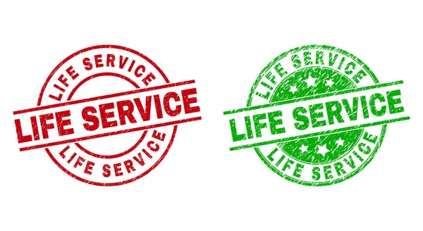 LIFE SERVICE Ronde watermerken met grunge stijl — Stockvector