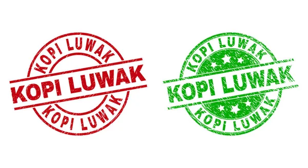 KOPI LUWAK Sceaux ronds avec texture rugueuse — Image vectorielle