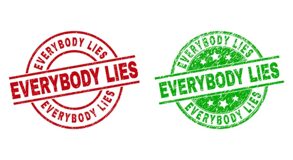 EVERYBODY LIES Round Seals with Grunge Surface — Stock Vector