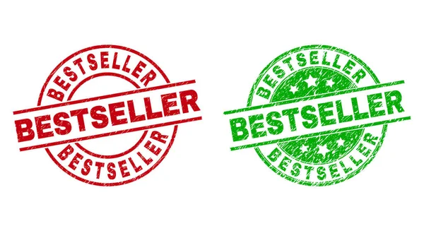 BESTSELLER Ronde stempel afdichtingen met behulp van beschadigde textuur — Stockvector