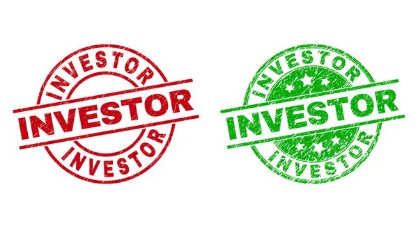 INVESTIMENTO Selos redondos usando textura impuro — Vetor de Stock