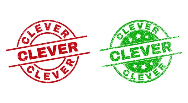 使用不清洁风格的CLEVER圆环徽章 — 图库矢量图片