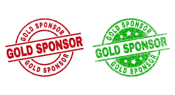 GOLD SPONSOR Selos redondos com superfície imunda —  Vetores de Stock