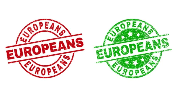 Σφραγίδες στρογγυλής σφραγίδας EUROPEAN με ακάθαρτη επιφάνεια — Διανυσματικό Αρχείο