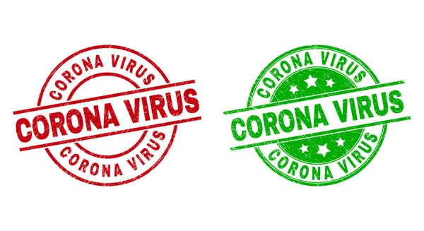 CORONA VIRUS Round Seals with Corroded Style — стоковий вектор