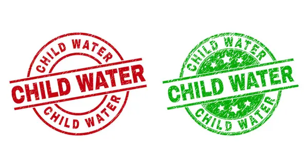 Круглые значки "Детская вода" с разъеденным стилем — стоковый вектор