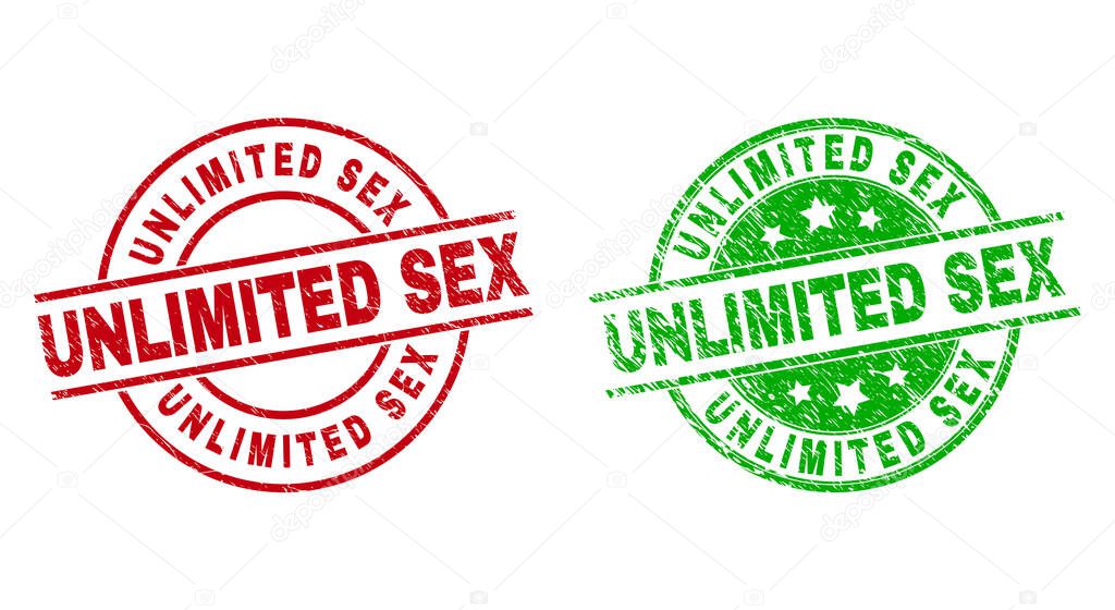 UNLIMITED SEX Round Stamp Seals Using Scratched Texture