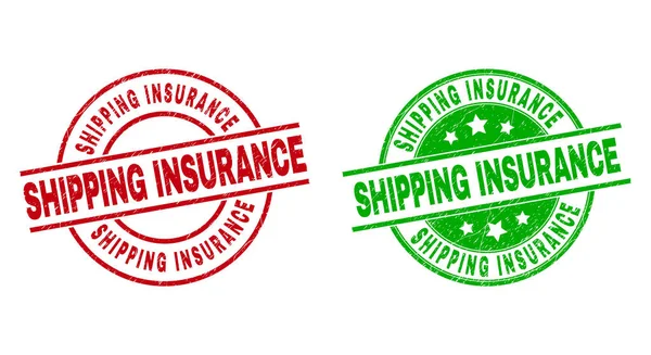 SHIPPING INSURANCE Round Badges with Unclean Texture — Stock Vector