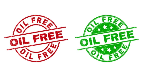 OIL FREE Okrągłe odznaki z zarysowaną powierzchnią — Wektor stockowy