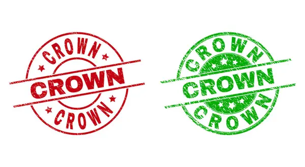 CROWN ronde badges met grunged stijl — Stockvector