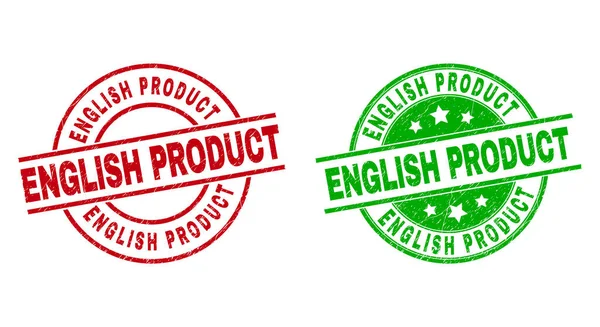 Selos de carimbo redondo do produto INGLÊS usando estilo corroído —  Vetores de Stock