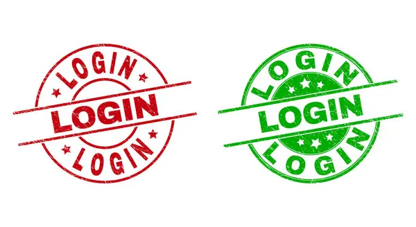 Σήματα γύρο LOGIN με στυλ Grunge — Διανυσματικό Αρχείο