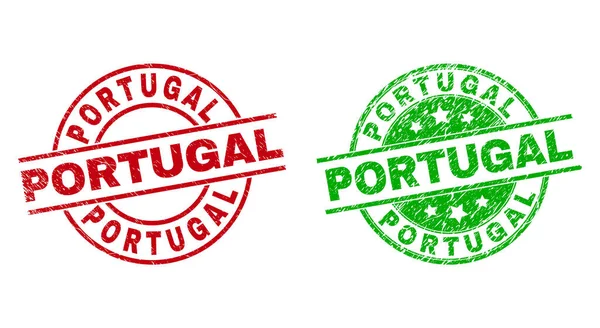 PORTUGAL runde Dichtungen mit unsauberer Textur — Stockvektor