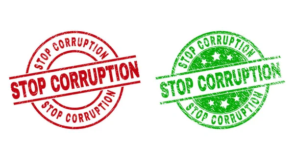 STOP CORRUPTION Selos redondos com superfície imlimpa — Vetor de Stock