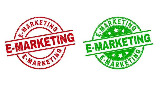 콘 크리 이트 된 스타일 로 길을 가고 있는 E-MARKEING SEals — 스톡 벡터