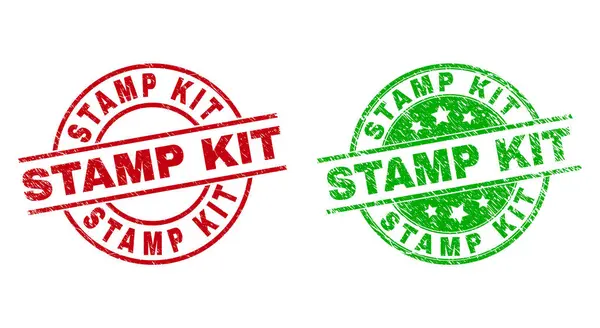 STAMP KIT Round Stämpel tätningar med oren yta — Stock vektor