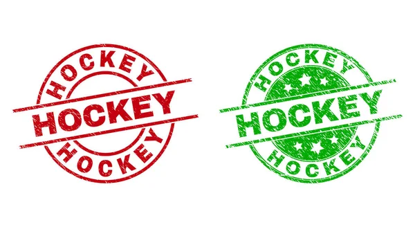 HOCKEY Round Stamp Seals Using Rubber Style — Stock Vector