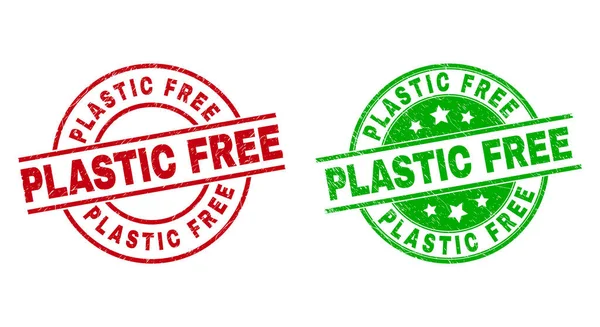 PLASTIC FREE Round Stamp Seals Using Unclean Style — Stock Vector