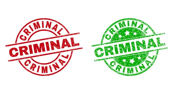 CRIMINAL Yuvarlak Pullar Yüzeyde çizikler — Stok Vektör