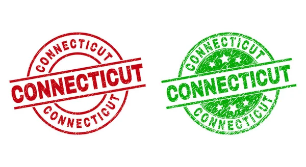 CONNECTICUT Insignes ronds avec style grogné — Image vectorielle