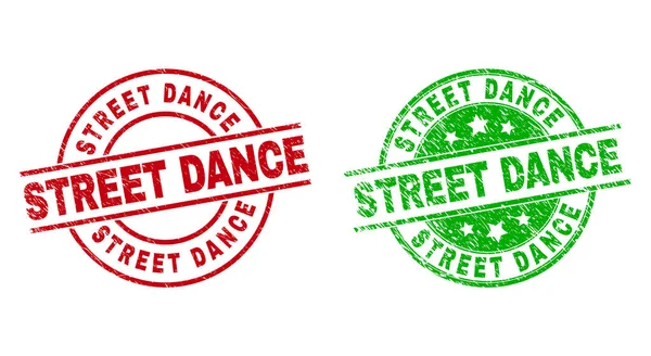 STREET DANCE kerek jelvények korrodált stílusban — Stock Vector
