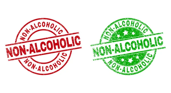 Sellos redondos no ALCOHOLIC con textura rayada — Vector de stock