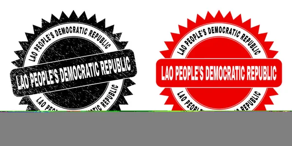 LAO PEOPLE S DEMOCRATIC REPUBLIC Black Rosette Stamp Seal with Distress Texture — стоковий вектор