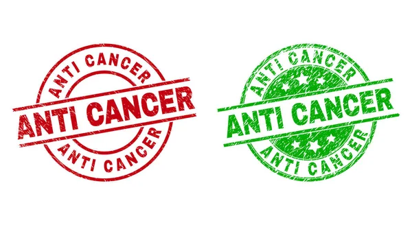 ANTI CANCER Round Badges with Unclean Surface — 스톡 벡터