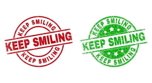 KEEP SMILING okrągłe znaczki przy użyciu gumowej powierzchni — Wektor stockowy