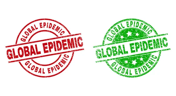 GLOBAL EPIDEMIC Rodada Marcas d 'água usando estilo corroído —  Vetores de Stock