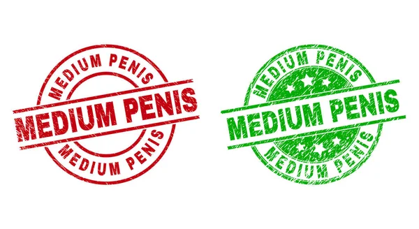 MEDIUM PENIS Round Badges Using Scratched Surface — Stok Vektör